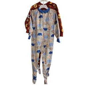 NWT Mon Petit Boys 3T Blanket Sleepers 2pc Winter Cozy Sleepwear  Sports Animals